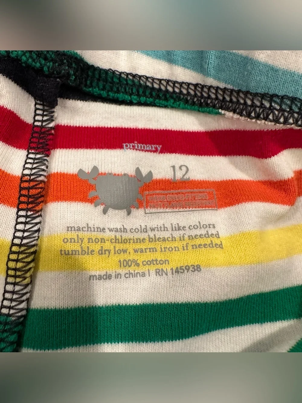 Primary Unisex Kids Rainbow Stripe Pajama Set Size 12